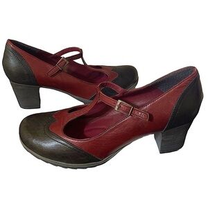 AEROS Santé Retro Vintage Carew MARY JANE  Shoes Dark Red Wine & Black …